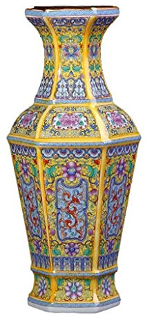 ROBMET Vase en céramique Jingdezhen à Poser au Sol Grands vases à Fleurs for décoration d'intérieur Salon Porcelaine Faite à la Main Jolies Accessoires Chinois orientaux Antiques, Jaune