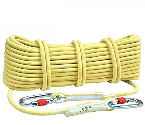 Multifunctional Climbing Rope Escape Ropes Outdoor Rope with 2 Carabiner for Fishing Hiking Caving Camping Rescue Tree Climbing,10.5mm-80m