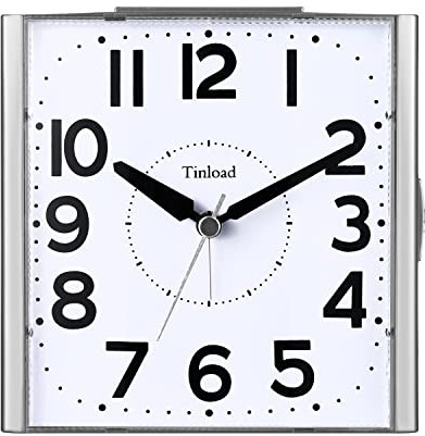 Tinload Analog Seniorenwecker mit Nachtlicht, 4.7 Zoll großes Zifferblatt, Tischuhr mit Schlummerfunktion, laut, ansteigendem 3-stufigem Glockenton, Batteriebetrieben