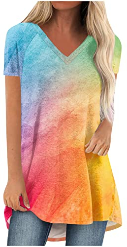 LSAltd Generic Damen Poloshirt Ac/T-Shirt Einfarbig Blusen Ohne Kragen T-Shirt Top Kleid Mit Fledermausaermel Damen Pullover Damen Flieder Damen Oberteile Grosse Groessen Top Party, 2-light Blue, 4XL