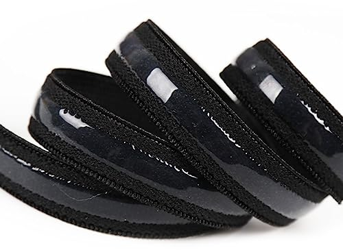 Michass Schwarz 10M Rutschfestes Silikon Gummiband 10mm Breite zum Nähen von Kleidungsstücken Schultergurten Perücken (Schwarz)