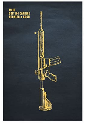 M416 Waffen Patent Poster Leinwand Poster Wandkunst Dekor Druck Bild Gemälde für Wohnzimmer Schlafzimmer Dekoration ungerahmt 50 x 75 cm
