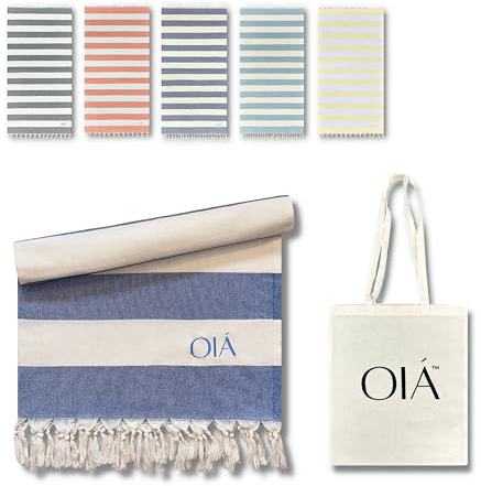 OIÁ Blau Hamamtuch Strandtuch XXL Strandhandtuch sandfrei Pestemal Fitnesstuch Yoga Decke Duschtuch Saunatuch Fouta Handtuch Badetuch Saunahandtuch Herren Damen 100% Baumwolle