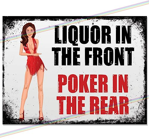 Liquor In The Front Funny Metal Bar Signs Father's Day Present Bar Accessories Home Pub Outdoor Garden Bar Garage Retro Vintage Wall Plaque Man Cave Gift Memorabilia 20cm x 15cm