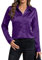 IBAOTORONI Camicie da donna in raso con bottoni, a maniche lunghe, con colletto classico, in seta, con bottoni, top da lavoro casual, Viola, S