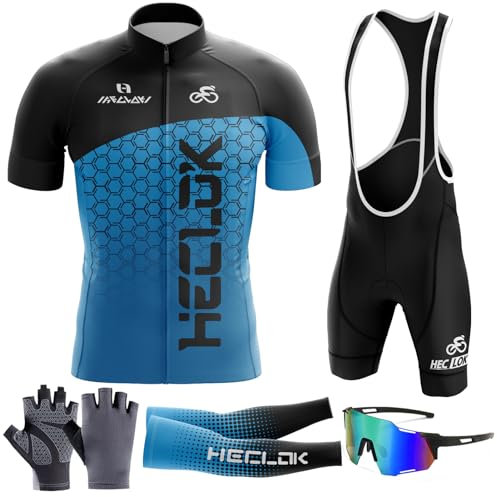 Herren Kurzarm Fahrrad Trikot Set,2024 neu Radtrikot Set Herren Kurzarm mit Atmungsaktiv Schnell Trocknend Radtrikot Mit 9D Sitzpolster für MTB Rennrad Fahrradbekleidung Set (TYP-4,M)