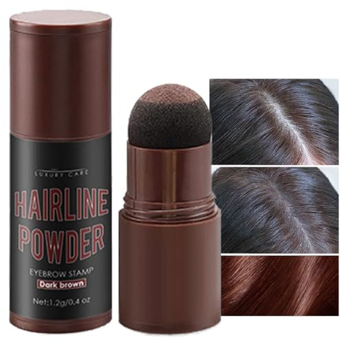 Hair Powder, Hairline Powder hair Root Touch Up, Quickly Cover Hairline Eyebrows & Beard Line,Thin hair Root Dye touch up, Windproof & Sweatproof, for Women & Men (Dark Brown)