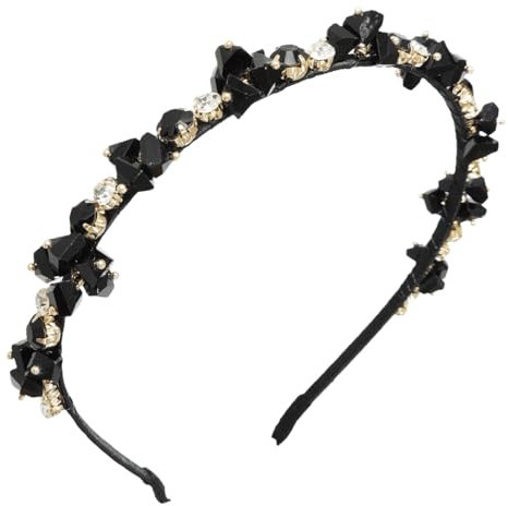 scicent Haarschmuck Hochzeit Vintage Braut Stirnbänder mit Glitzer Kristall Barock Strass Haarband mit Perle für Mädchenparty Retro Elastisch Haarreif für Mädchen Dünne Rutschfeste Haarreifen - 28910
