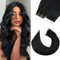 Silk-co Tape in Hair Extensions Human Hair Remy Real Hair Extension 22inch Invisible Straight Seamless Skin Weft With Glue Straight Silky Soft 10 Pieces*1.5g 15g/Set - #01 Jet Black