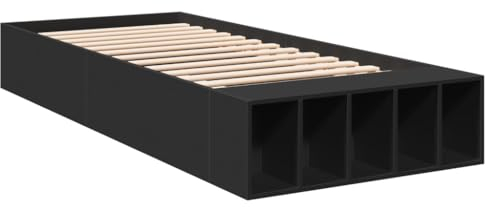 vidaXL Bettgestell, Bett mit Stauraum für Schlafzimmer, Bettrahmen mit Lattenrost, Schlafzimmerbett Einzelbett, Schwarz 100x200cm Holzwerkstoff