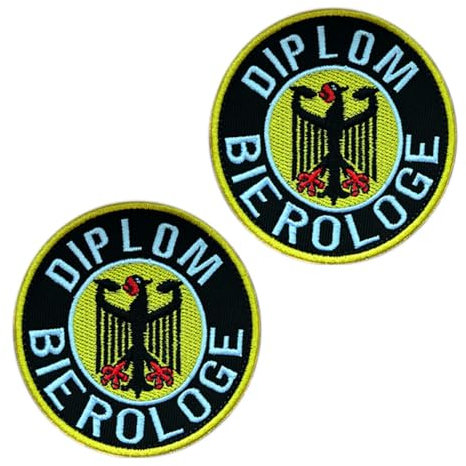 2 Stück Diplom Bierologe Flagge Patch Stickerei Abnehmbare Aufnäher mit Stickereiverschluss Taktisch Militär Applikation für Taschen Weste Jacke Rucksäcke Kleidung