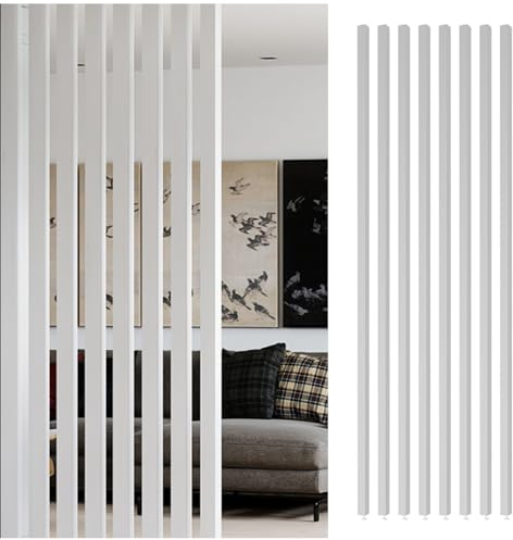 Raumteiler Sichtschutz Trennwand Stellwand 9 Stück Raumteiler Pfosten Vom Boden Bis Zur Decke, Einfach Modern Weiß Holz-Trennwand, Säulen-Trennwand, Hotels Geschäfte Eingänge Dekor(Size:8x8cm-220cm/7.