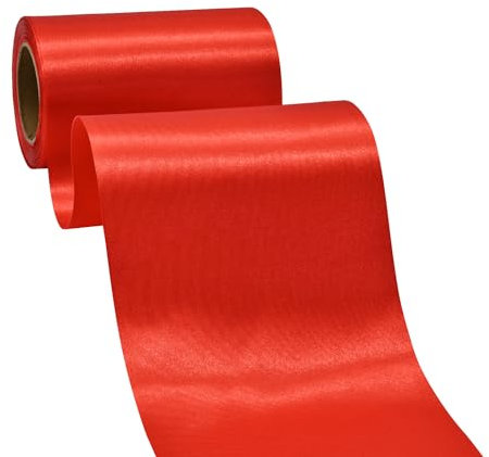 BVIEAKD Breite Red Satinband 10cm x 22m Solid Fabric Band zum Schneiden Zeremonie Kit Grand Opening Hochzeit Geburtstag Party Dekoration Bögen Stuhl Schärpe