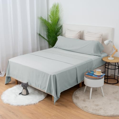 H HANSEL HOME Juego de Sábanas Cama 90cm 3 Piezas 100% Microfibra Transpirable Duradero Ultra Suave - Incluye 1 Encimera, 1 Bajera Ajustable y 1 Funda de Almohada - Gris