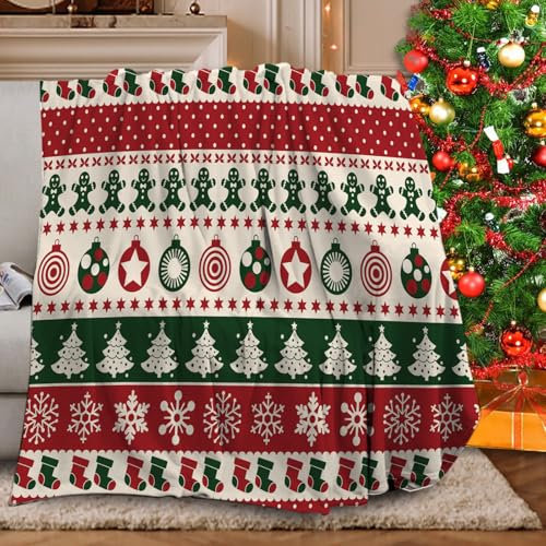 Couverture Noel 130x150cm, Couverture Noel canapé, Plaid Noel Rouge, Couverture Polaire Noel, pour l'hiver, canapé, lit, Bureau et Voyages en Plein air(C,130x150cm)