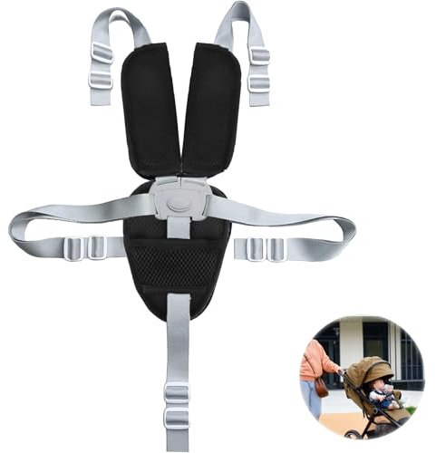 Harnais Chaise Haute, 5 Points pour Harnais de Sécurité Bebe Réglable Universelle Sangles Chaise Haute Enfant Réglable Siège Bébé Ceinture de Sécurité pour Bébé Landau Poussette Enfants Nacelle (HB)