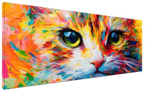 Malen Nach Zahlen Erwachsene Farbe DIY Bastelset Erwachsene Frauen Malen Nach Zahlen Groß XXL 70x140cm Handgemalt Ölgemälde Kit für Anfänger, Malen Nach Zahlen Katze Deko Wohnzimmer, Geschenk G3-181