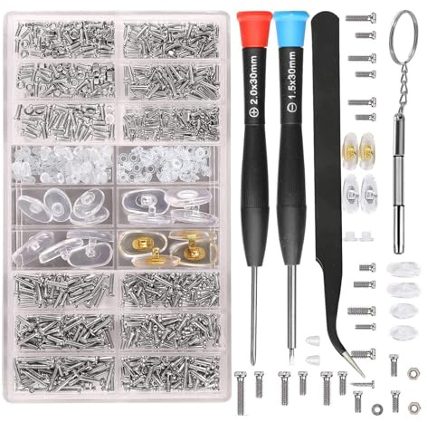GTFYUDGH Brillen-Reparatur-Set, Brillen-Reparatur-Schraubendreher-Set - Brillenschraubendreher-Reparaturset - Mehrzweck-Brillenschraubenzubehör für Halbrahmenbrillen, randlose Brillen, Rahmenbrillen,