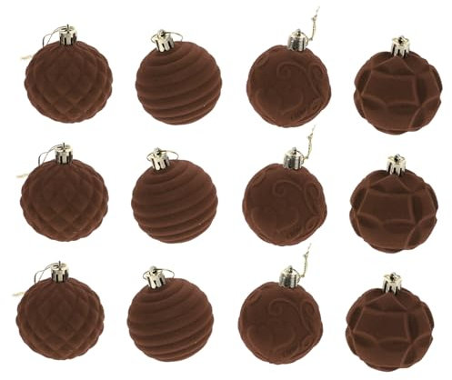 ABOOFAN Christbaumkugeln Deko Set Beflockte Samt Ornamente Burgunder Samtkugeln