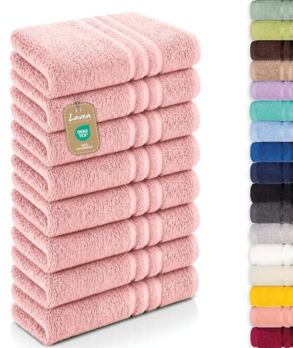 Lavea® 8er Set Handtücher 50x100 cm - Altrosa | Elena Frottiererie, 100% Baumwolle, Saugstark & Weich, Handtücher Set, Waschbar, Gäste Handtücher, Frottierhandtuch