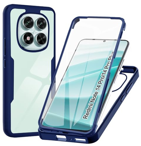 Hülle für XIiaomi redmi note 14 pro 5g , Transparent 360 Grad Rundumschutz Schutzhülle mit Integriertem Displayschutz Stoßfest Ultradünn Silikon Handyhülle für XIiaomi redmi note 14 pro 5g , Blue