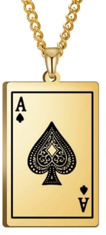 Sumpgle Poker Ace of Spades & King of Hearts Pendant Gold Plated Titanium Steel Necklace Trendy Fashion Jewelry