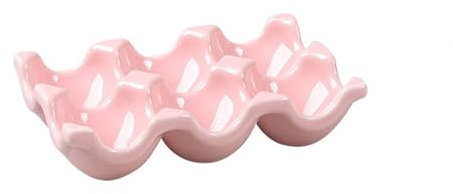 Eierkiste Aus Porzellan, Eierablage rutschfeste Eierbox Eiertablett Keramik Für Khlschrank Arbeitsplatte Kche, Dekoratives Zubehör (Rosa,6 Eier)