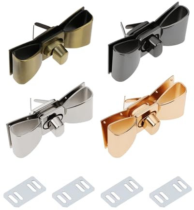 Briny River 4pcs 55x23mm Classy Bowknot Purses Locks Bow Shape Twist for DIY Crossbody Bags Handbags, 4 Colors