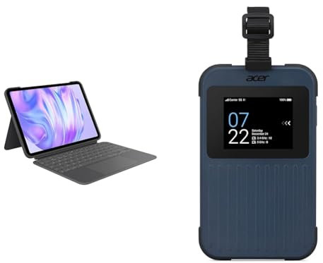 Logitech Combo Touch iPad & Acer Connect Enduro M3 5G Router/Mobile