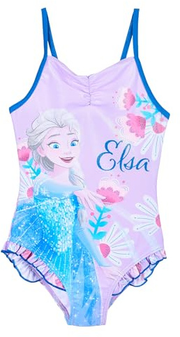Disney Frozen - Die Eiskönigin Badeanzug Mädchen | kleine Geschenke für Kinder | ELSA Bademode | Einteiler | Urlaub Must-Haves | Bikini | Schwimmen (DE/NL/SE/PL, Numerisch, 104, Regular, Lila)
