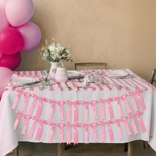 Schleife Geburtstagsbanner Rosa Bogen Girlande Bögen Dekor Bogen Banner | 2 PCS Schleife Geburtstagsbanner Rosa Bogen Girlande Bögen Dekor Bogen Banner Girlande für Geburtstag Braut Dusche