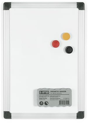 Bi-Office Maya Drywipe Double-Sided, Non-Magnetic Plain Surface on one Side/Gridded Lacquered Steel on Reverse, Aluminium Frame, A4