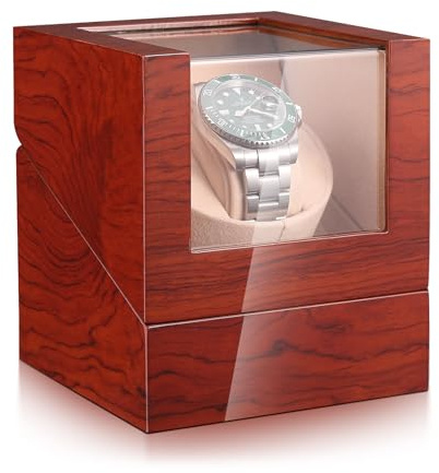 Lian Automatischer Uhrenbeweger für eine Uhr – EIN Geschenk für Männer | mit Leisem Mabuchi-Motor Abriebfestes Acrylglas Batteriebetrieben Oder mit Netzteil