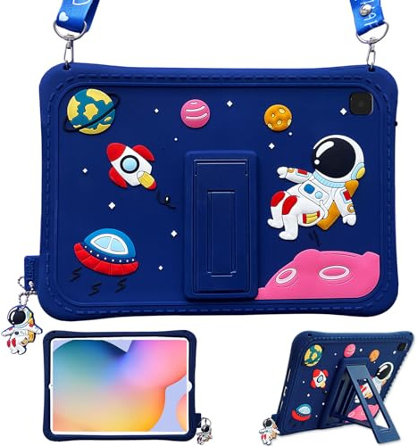 YeaQuelior Funda Infantil para Samsung Galaxy Tab A de 10,1 Pulgadas 2019 (SM-T510/T515/T517),a Prueba de Golpes, de Silicona, Bonita Funda de Caricatura con Soporte para el Hombro