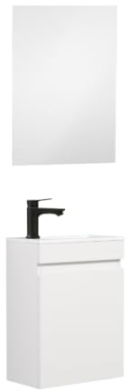 Kometmöbel Cloakroom Vanity Unit With Wash Basin Bathroom Vanity 40cm Wall Hung (Glossy White 40cm, With Mirror)