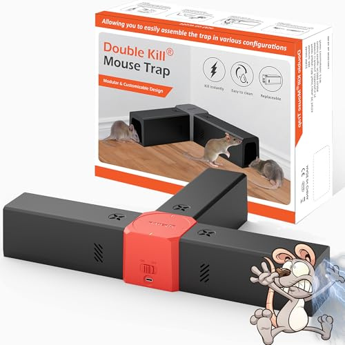 Hoelg Trappola per Topi Elettrica con 3 Scatole Esca, Tensione Potente da 2000V per Uccidere Immediatamente i Ratti, Trappola per Interni, Efficace per Piccoli Topi