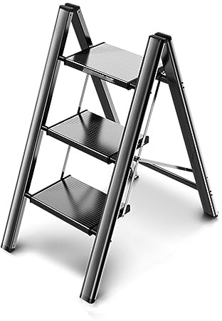 UYHBCNQD Scale a pioli Scaletta a 3 gradini Scala Pieghevole in Alluminio Sgabello per Esterni Scala a soppalco Portatile in Alluminio per Camper da Giardino Domestico Sicuro e Pratico