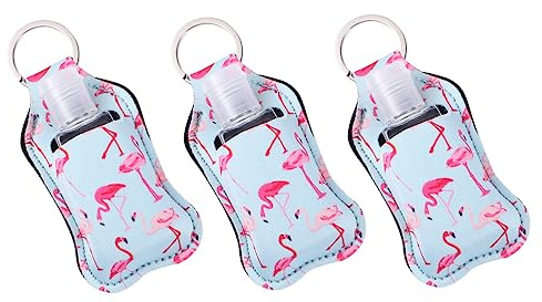 LRXIYODE 30ml Refillable Hand Bottle Set with Neoprene Flip-cap Covers and Keychain Holders Portable Perfume Bottles Attach to Purses Or Bags for Travel and Party Favors with 3pcs Covers