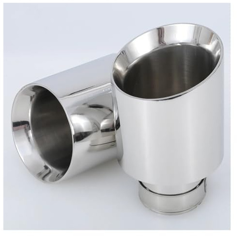 WLNWERDPKK Endrohre Für Golf Car Universal Edelstahl Auspuffblende Silber Farbe Endrohr Spitze Schalldämpfer Auspuffrohr(IN 70MM Out 101MM)