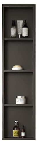 LED-Dusche, wasserdicht, Einbauregal, Aluminiumlegierung, Nischenbeleuchtung, Grau 30 x 124 x 16 cm und Schwarz 30 x 124 x 13 cm, perfekt für Badezimmer-Aufbewahrung und Dekoration