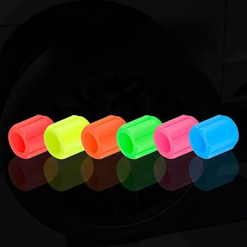 24Stück Leuchtende Ventilkappen Auto, 6 Farben Universelle Fluoreszierende Ventilkappen Auto, Beleuchtete Leuchtende Ventilkappens, Geeignet für Autos, SUV, Elektrofahrzeuge, Fahrräder Und Motorräder
