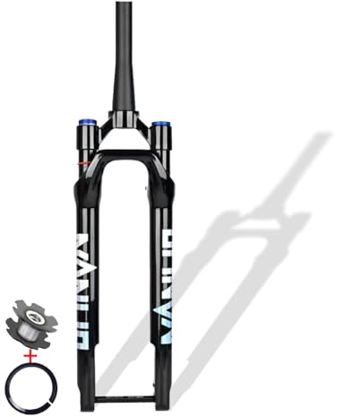 KANGXYSQ 700C Gravel Vélo De Route Fourche Suspendue 1-1/2 Conique Tout-Terrain Frein À Disque Fourche Avant 60 Mm Déplacement XC Air Fourche 100 X 12 Mm Axe Traversant Verrouillage Manuel(Schwarz)