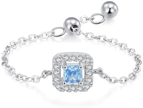 Wedding Rings, Fingerring Damen Breit mit Synthetischem Topas und Diamanten Silber Platin 950 Größe 45 (14.3)