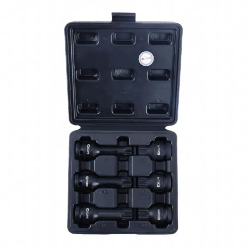 CCLIFE 6-tlg 1/2 Spline Stecknuss M14-M18 CR-MO kurz lang | Passend für Schlagschrauber, robuste Vielzahn-Nüsse für professionelle Kfz-Reparaturen