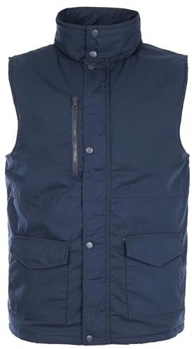 Fort Wroxham Quilted Bodywarmer - Size Large, Navy - Lightweight, Thermal Mens Gilet for Winter - Adjustable Collar, Multiple Pockets, Studded Storm Flap - Durable Poly-Cotton Outdoor Work Vest