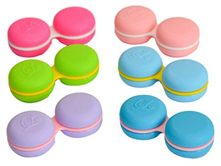 SPORTS WORLD VISION Macaroon Pink Contact Lens Cases, 3PCS Storage/Soaking Contact Lens Case for Left/Right Eyes, Durable, Compact, Portable and Leakproof Lens Case Box