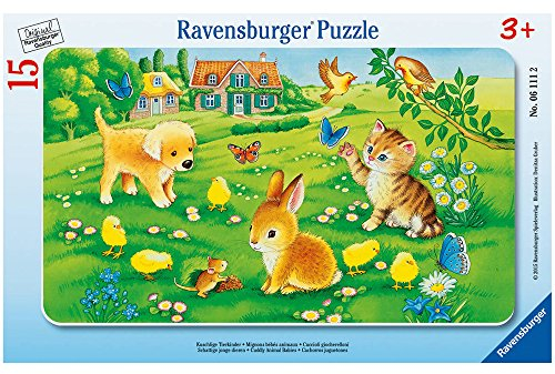 Ravensburger Puzzle 06111 - Kuschlige Tierkinder - 15 Teile Rahmenpuzzle