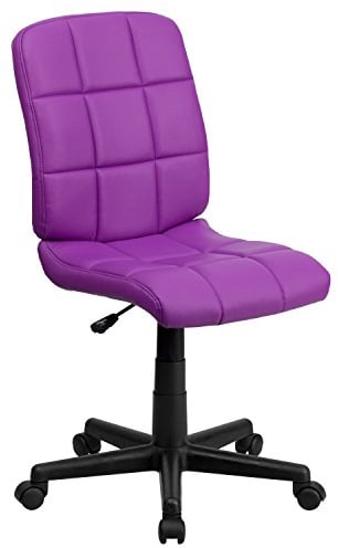 Flash Furniture Sedia girevole in vinile trapuntato con schienale medio, metallo, viola, 58,42 x 55,88 x 22,86 cm