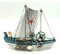 Gerkimex Boot aus Holz ca. 20 cm Antik-Design Weiss-hellblau Fischkutter Schiff