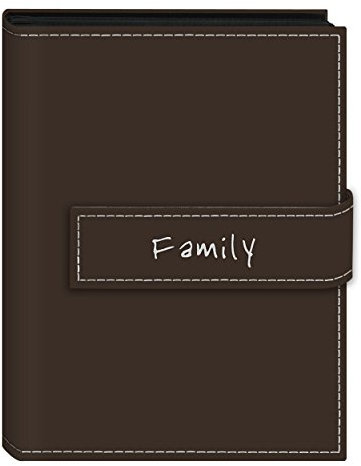 Pioneer Fotoalbum, 36 Taschen, 12,7 x 17,8 cm, Bestickt mit Family-Fotoalbum, Ledereinband, klein, Braun